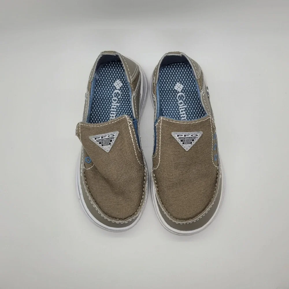 Columbia PFG Bahama Vent Toddler Boat Shoes Brown Blue Slip On Size 11
